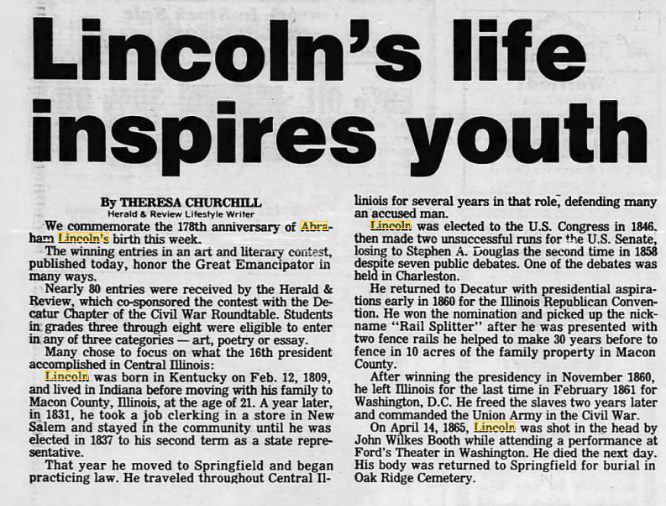 Lincoln's life inspires youth